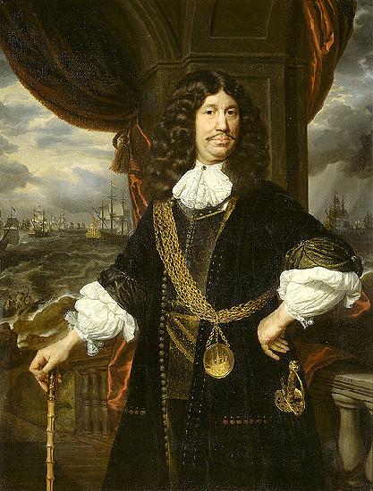 Samuel van hoogstraten Portrait of Mattheus van den Broucke Governor of the Indies, with the gold chain and medal presented to him by the Dutch East India Company in 1670. oil painting image